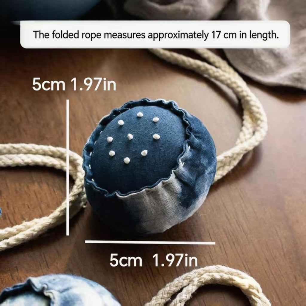 Indigo Tie-Dye Lotus Sachet — Lavender Scented | Hand-Dyed Hanging Ornament