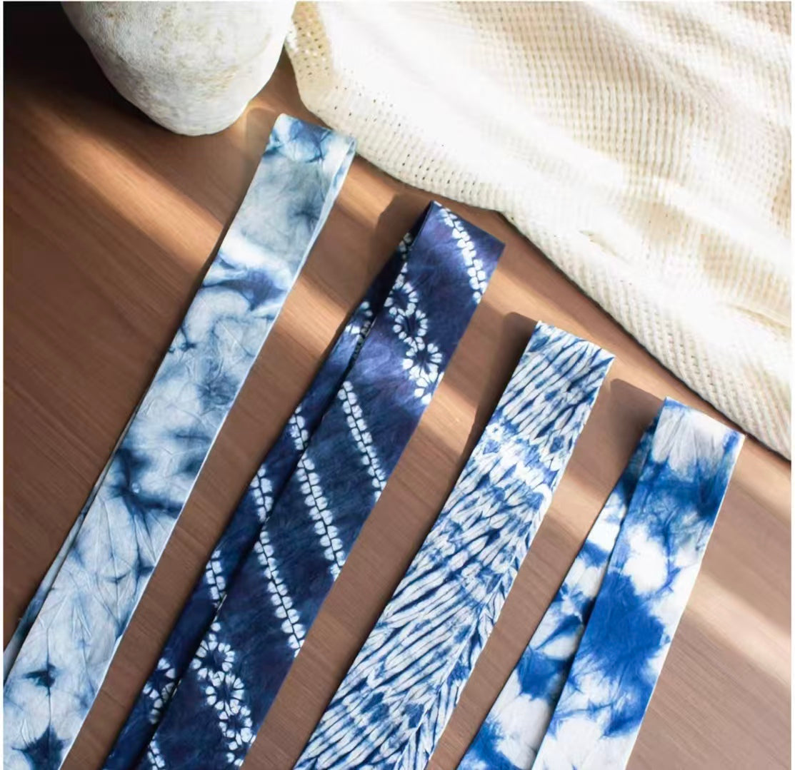 Hand-Dyed Indigo Bow Headband | Extra-Long Tie-Dye Hair Ribbon