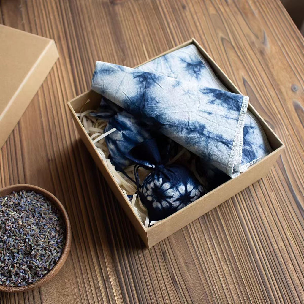 Hand-Dyed Indigo Scented Sachet | Mugwort & Rose Botanical Fragrance Pouch