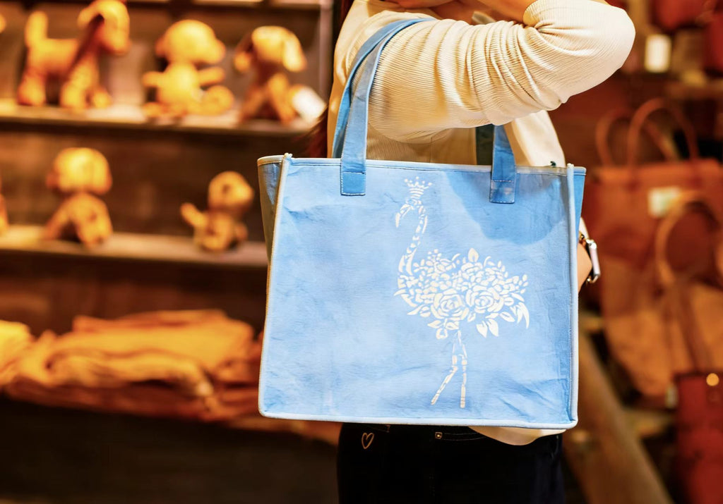 Hand-Dyed Indigo Flamingo Tote Bag | Cotton Shoulder Bag