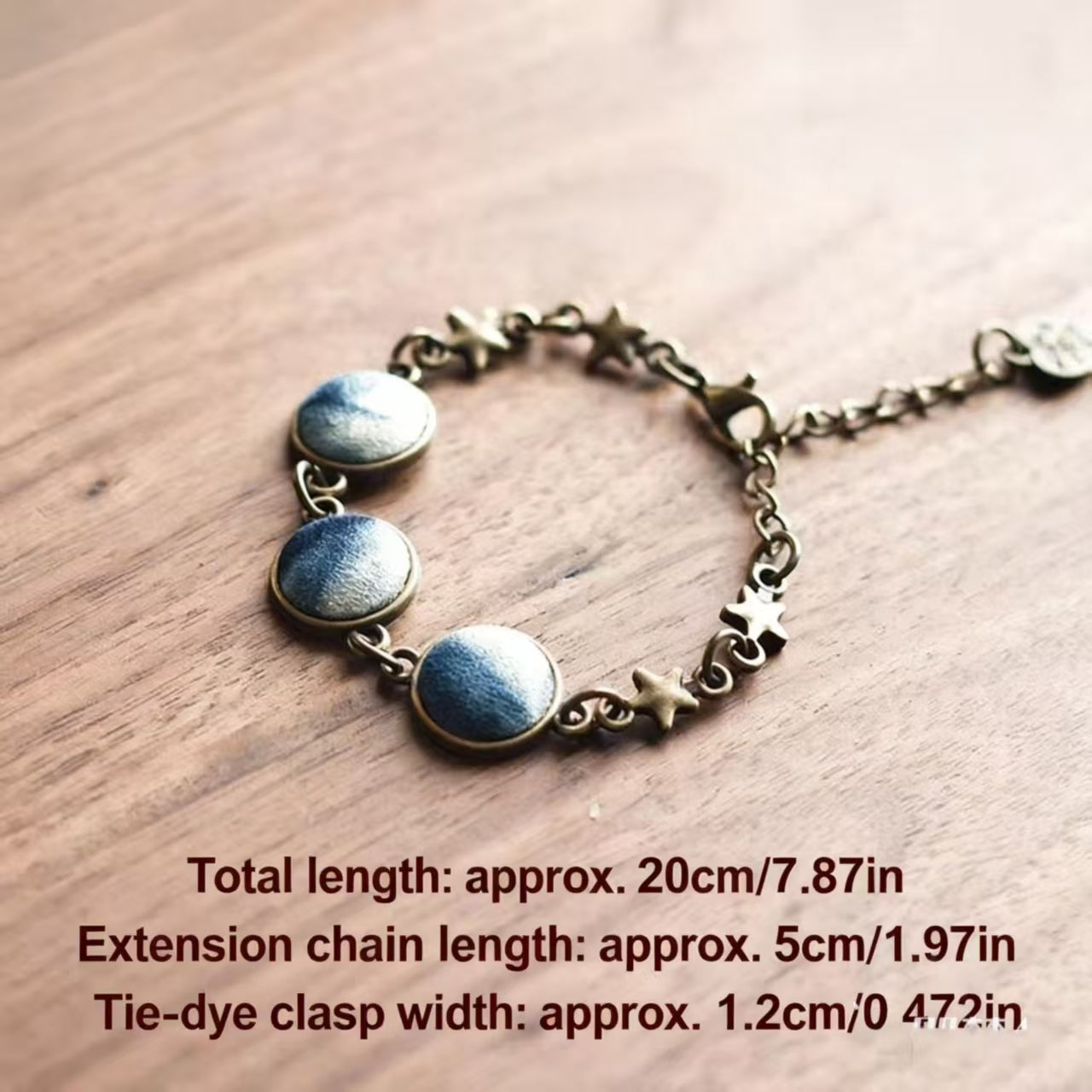 Tie-Dye Bracelet丨Star and Moon Vintage Bracelet Plant-Dyed Blue Jewelry Titanium Steel Minimalist, Fade-Resistant Commemorative Gift