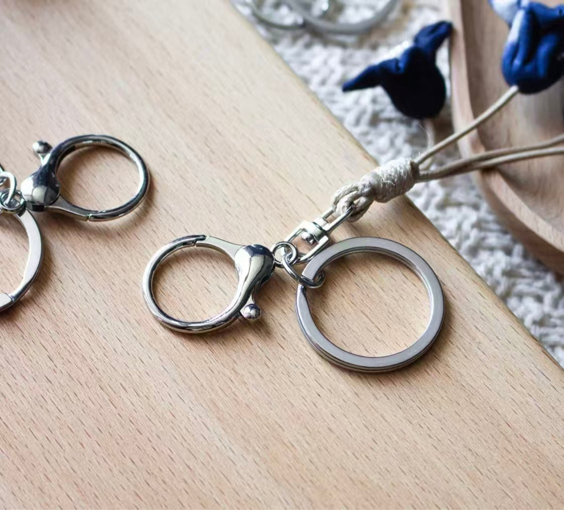 Hand-Dyed Indigo Flower String Charm | Keychain, Bag & Car Ornament