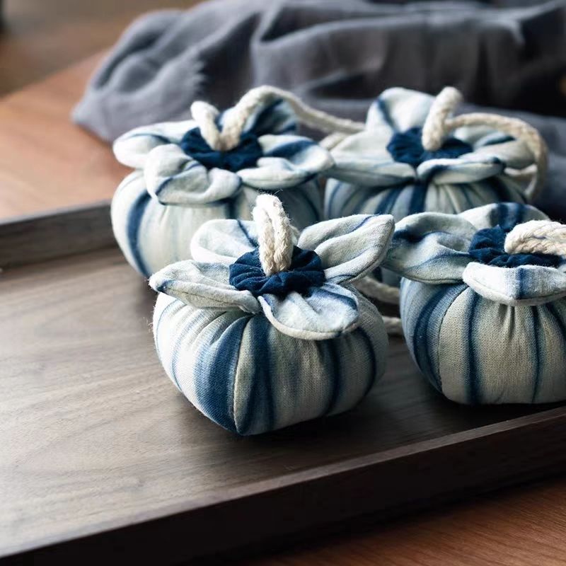 Hand-Dyed Indigo Persimmon Sachet | Scented Pouch, Bag Charm & Pincushion