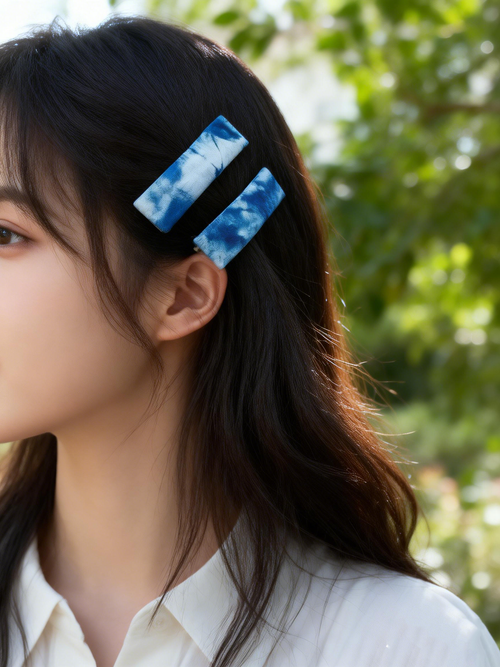Hand-Dyed Indigo Fabric Hair Clip | Botanical Tie-Dye Hair Pin
