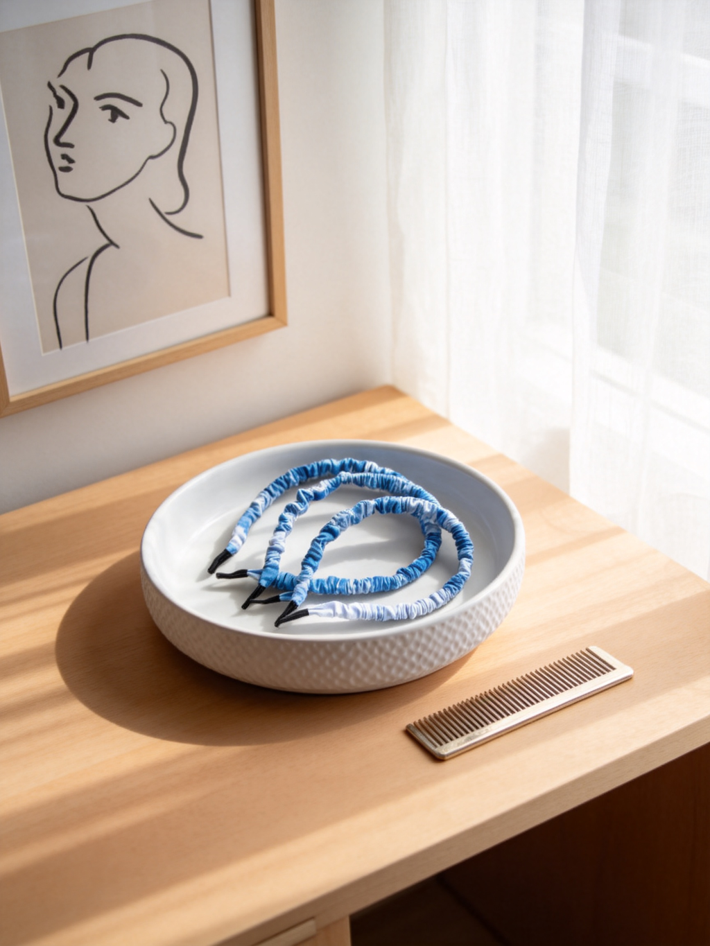 Hand-Dyed Indigo Ruffled Headband | Cotton Hair Hoop