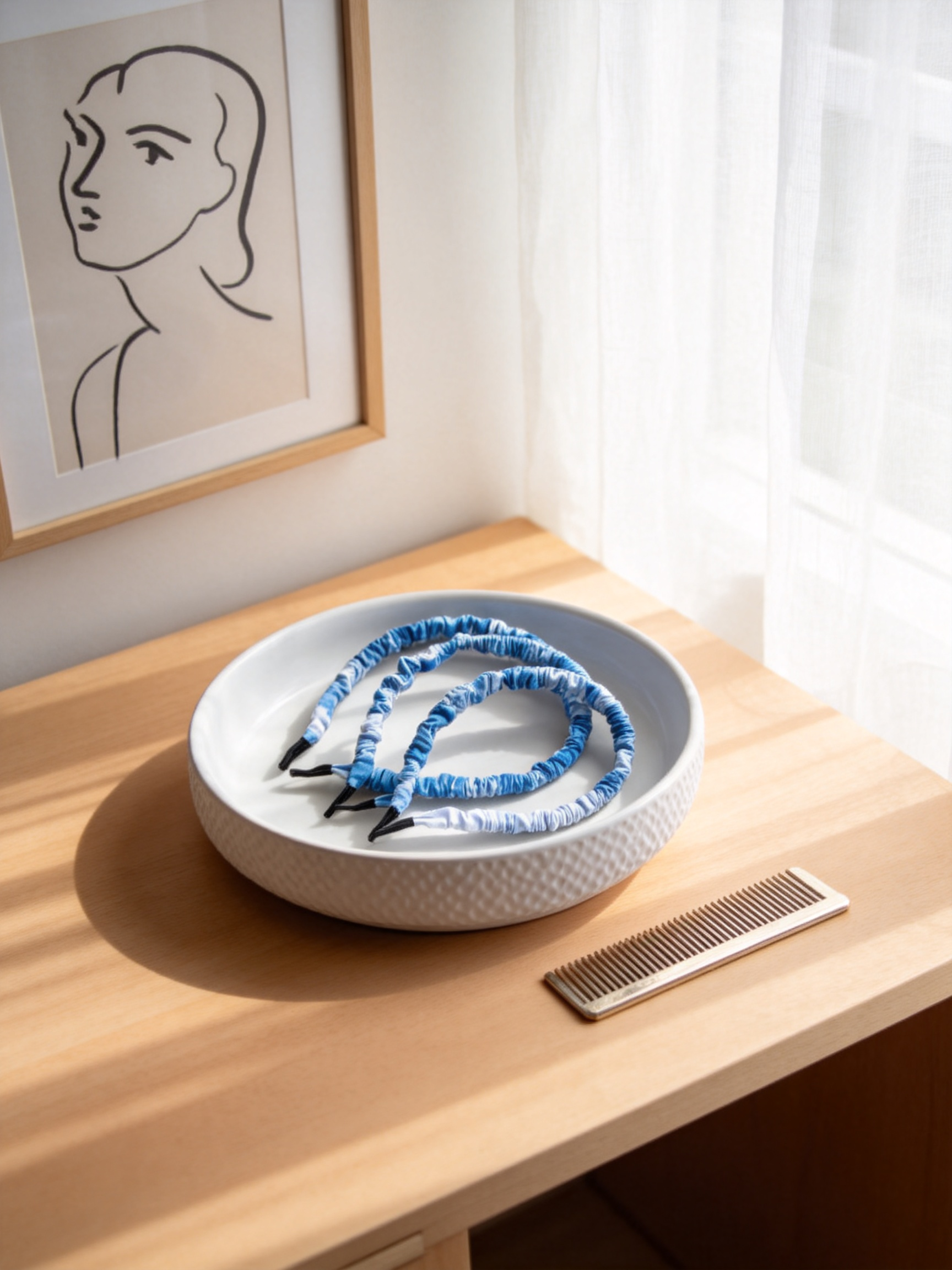 Hand-Dyed Indigo Ruffled Headband | Cotton Hair Hoop
