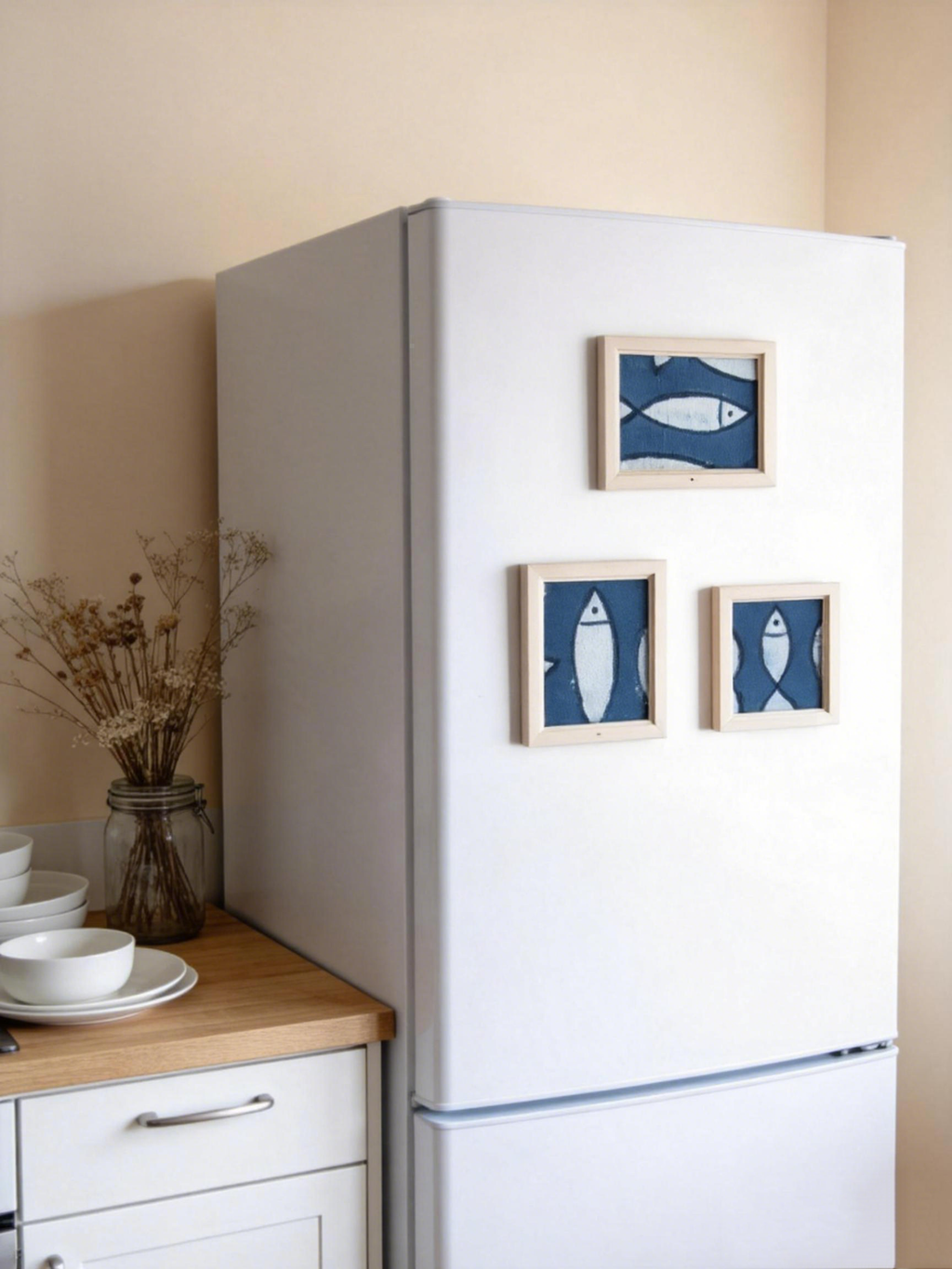 Hand-Dyed Indigo Fish Fridge Magnet | Mini Framed Wall Magnet