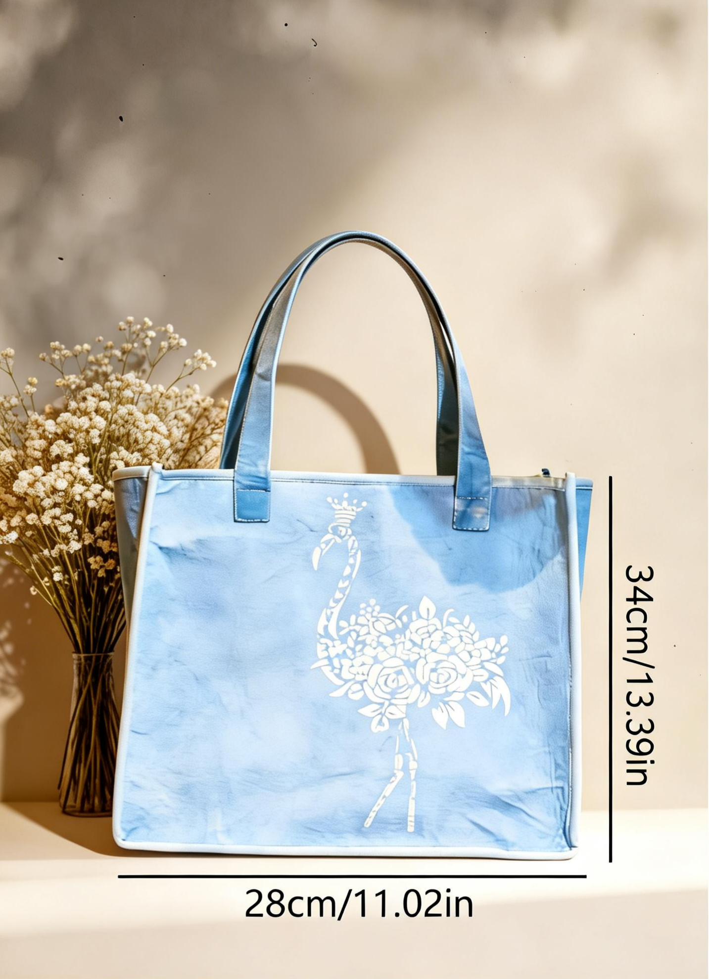 Hand-Dyed Indigo Flamingo Tote Bag | Cotton Shoulder Bag