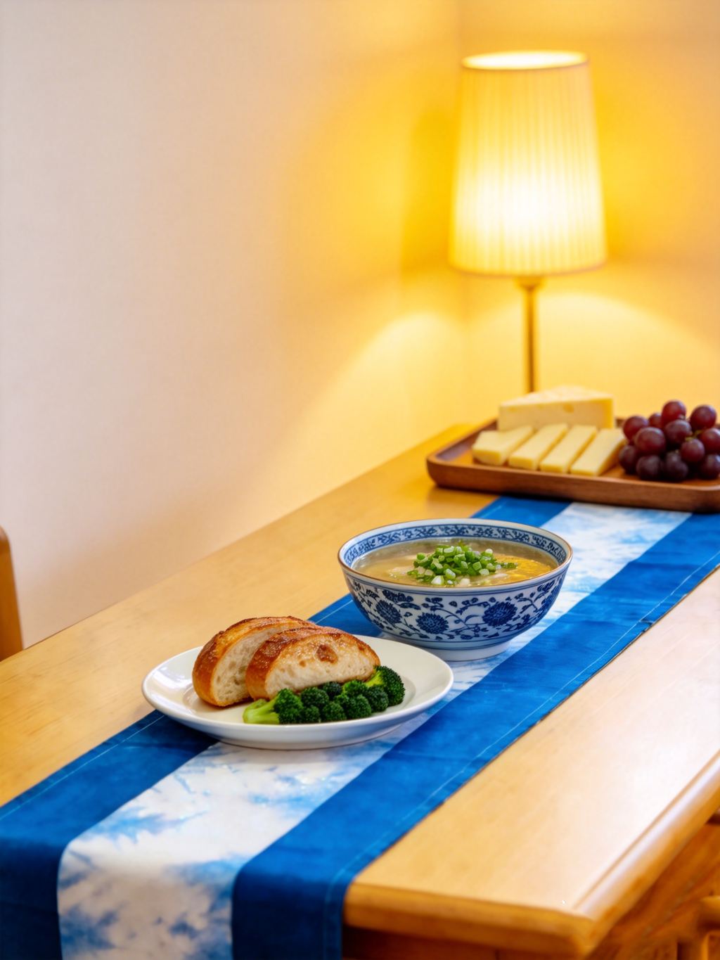 Hand-Dyed Indigo Table Runner | Tassel Table Scarf Cotton Textile