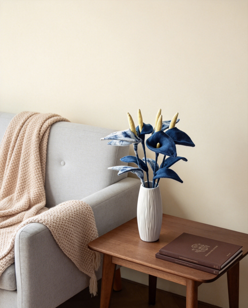 Indigo Batik Calla Lily — Hand-Dyed Fabric Flower | Artisan Home Decor