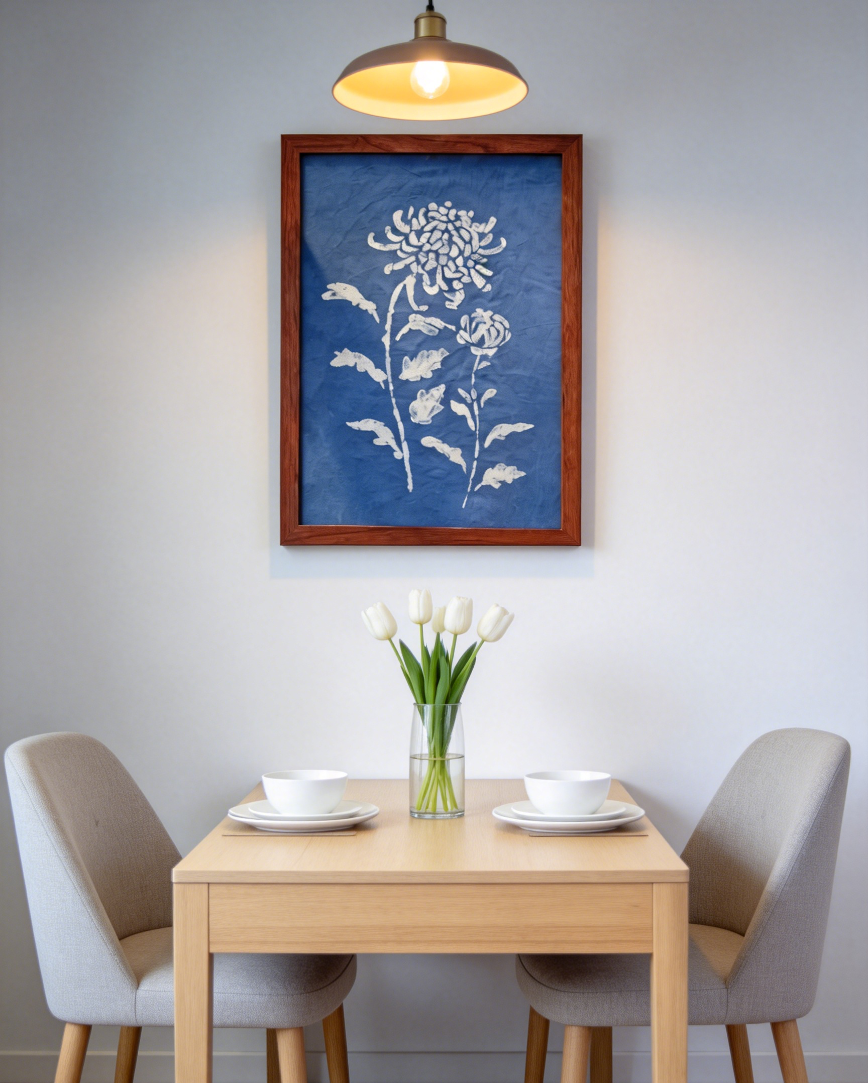 Hand-Dyed Indigo Floral Wall Art | Framed & Unframed Cotton Print