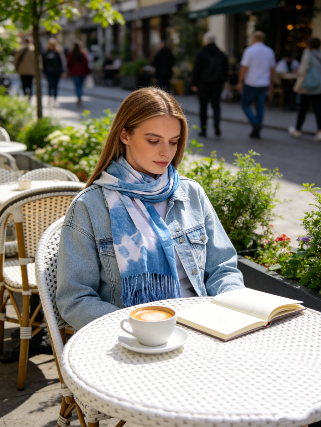 Indigo Tie-Dye Tassel Scarf — Hand-Dyed Lightweight Shawl