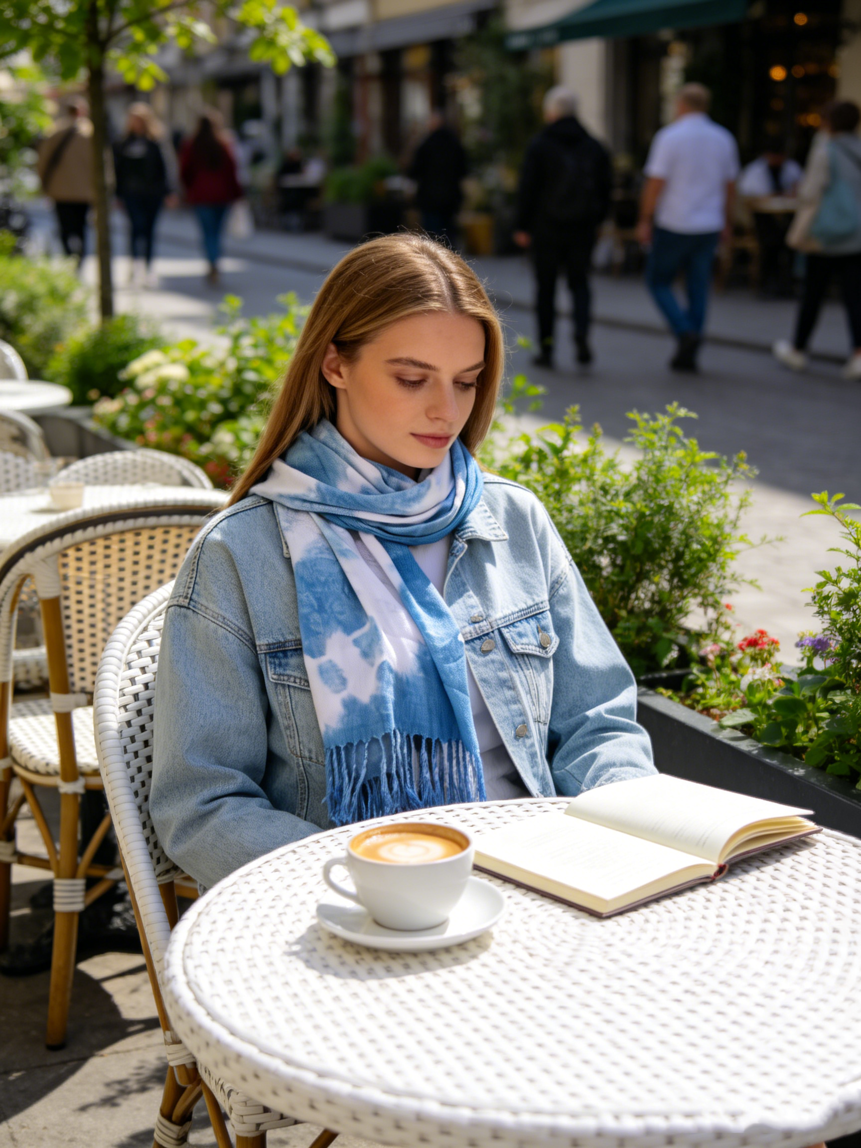 Indigo Tie-Dye Tassel Scarf — Hand-Dyed Lightweight Shawl